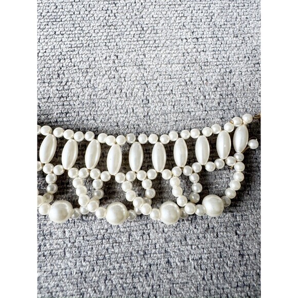 Vintage Y2K Faux Pearl Beaded Belt Gold Chain  Pearl Drop Charm fits small med main image 6